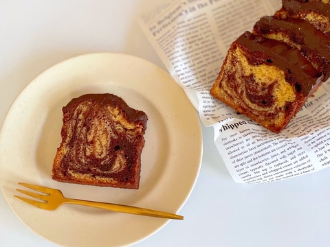 チョコがけココアマーブルパウンドケーキ♪